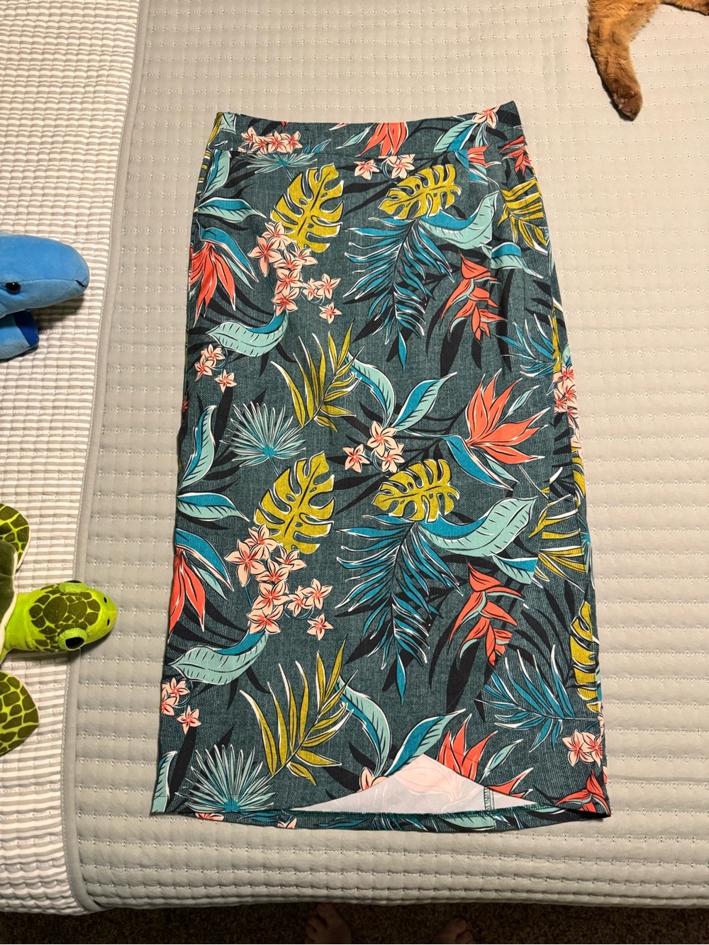 Women’s Tropical Print Swim Cover-Up Skirt - Teal Multicolor